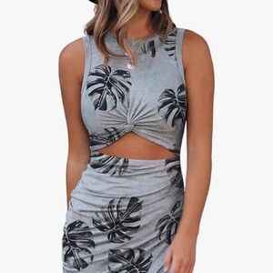 Womens Sleeveless Hollow Out Twist Bodycon Small Dress Slim Fit Sexy Dresses